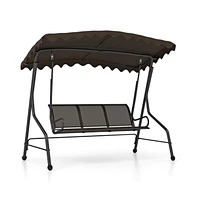 3-Seat Outdoor Porch Canopy Swing with Adjustable Shading