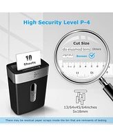 Bonsen Paper Shredder for Home Office, 10-Sheet Cross-Cut Shredder, P-4 High Security Level, Quiet Credit Card Shredder with Jam Proof System, 4 Gallo