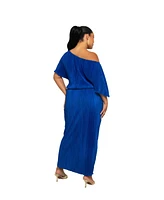Fashion-szn Curve Plus Asymmetric Plisse Midi Dress