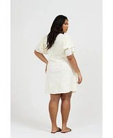 Fashion-szn Curve Plus Short Sleeve V-Neck Mini Skater Dress