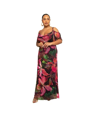 Fashion-szn Curve Plus Size Mesh Floral Printed Maxi Dress