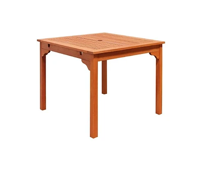 Patio Dining Square Table with Umbrella Hole For Outdoor Seating