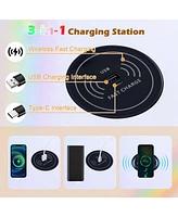 Vanity Table Set with Rgb Led Lights and Wireless Charging Station