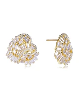 Suzy Levian Sterling Silver Cubic Zirconia Large Heart Cluster Earrings