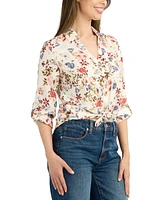 Bcx Juniors' Tie-Hem Floral-Print Shirt