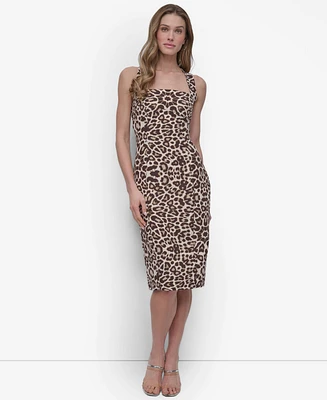 Dkny Women's Crepe Sleeveless Criss-Cross Back Midi Dress