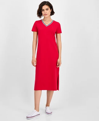 Tommy Hilfiger Women's V-Neck Short-Sleeve Midi Dress