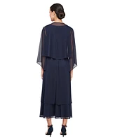 Sl Fashions Women's Surplice-Neck Jersey A-Line Dress