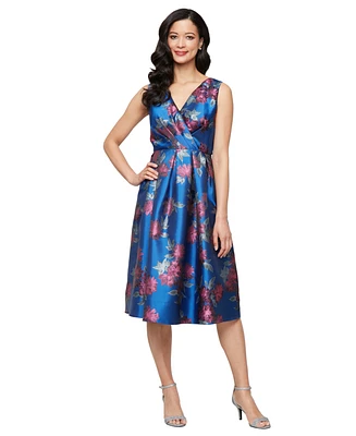 Sl Fashions Petite Metallic Jacquard A-Line Dress