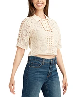 Bcx Juniors' Cotton Crochet Lace Polo Top