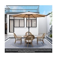 10 Feet Patio Umbrella with 112 Solar Lights and Crank Handle