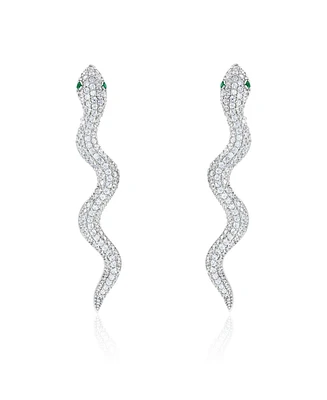 Suzy Levian Sterling Silver Cubic Zirconia Wild Snake Earrings