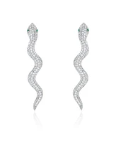 Suzy Levian Sterling Silver Cubic Zirconia Wild Snake Earrings