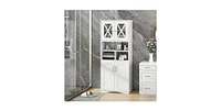 Tall Bathroom Cabinet Large Floor Storage Cabinet with Acrylic Doors and 3 Cubes