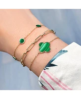 The Lovery Malachite Single Clover Bracelet 14K Gold