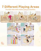 Gymax 7-in-1 Indoor Climbing Toys for Toddlers w/ Reversible Ramp Sea Lion Rocker