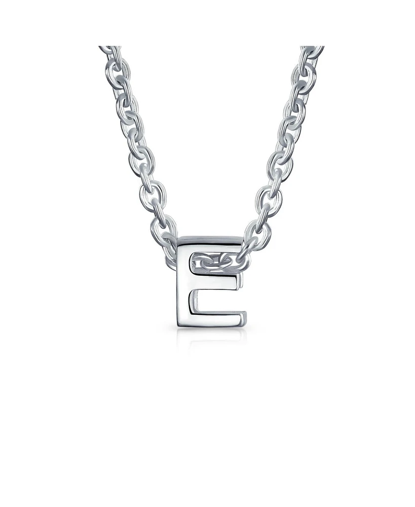 Bling Jewelry Tiny Block Letter Alphabet Initial A-z Dainty Pendant Necklace .925 Sterling Silver