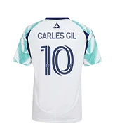 Adidas Big Boys and Girls Carles Gil White New England Revolution 2025 Eastern Pine x Flag of Replica Player Jersey