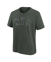 Nike Big Boys and Girls Francisco Alvarez Charcoal New York Mets Fuse City Connect Name Number T-Shirt