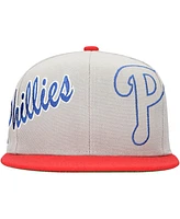 Mitchell & Ness Men's Gray Philadelphia Phillies Knock Out Panel Snapback Hat