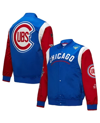 Mitchell & Ness Men's Royal/Red Chicago Cubs Cooperstown Collection Team Origins Satin Full-Snap Jacket