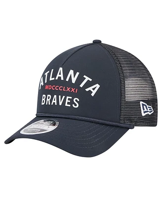 New Era Men's Navy Atlanta Braves Minimalist 9FORTY A-Frame Adjustable Hat