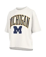 Pressbox Women's White Michigan Wolverines Nelson Arch Over Logo Waist Length Oversized Slub T-Shirt