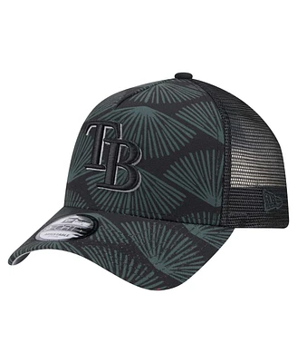 New Era Men's Black Tampa Bay Rays 9FORTY A-Frame Trucker Adjustable Hat