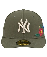 New Era Men's Olive York Yankees Tonal Florals 59FIFTY Fitted Hat