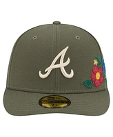 New Era Men's Olive Atlanta Braves Tonal Florals 59FIFTY Fitted Hat