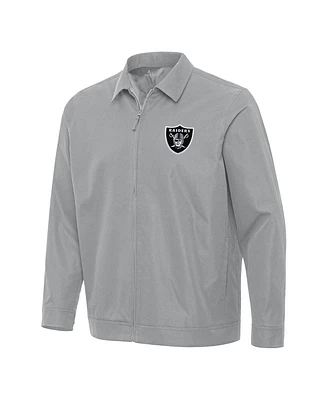 Antigua Men's Gray Las Vegas Raiders Pivot Full-Zip Jacket