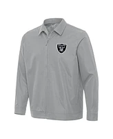 Antigua Men's Gray Las Vegas Raiders Pivot Full-Zip Jacket