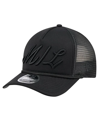 New Era Men's Black Milwaukee Brewers City Initial 9FORTY A-Frame M-Crown Adjustable Trucker Hat