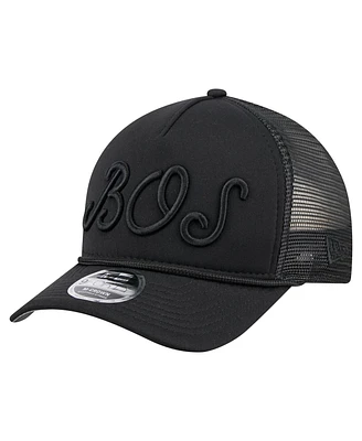 New Era Men's Black Boston Red Sox City Initial 9FORTY A-Frame M-Crown Adjustable Trucker Hat