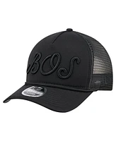 New Era Men's Black Boston Red Sox City Initial 9FORTY A-Frame M-Crown Adjustable Trucker Hat