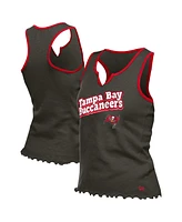 New Era Women's Pewter Tampa Bay Buccaneers Lettuce Hem Notch Neck Tri-Blend Tank Top