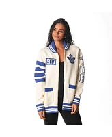 The Wild Collective Men's and Women's Cream Toronto Maple Leaf's Jacquard Full-Zip Sweater