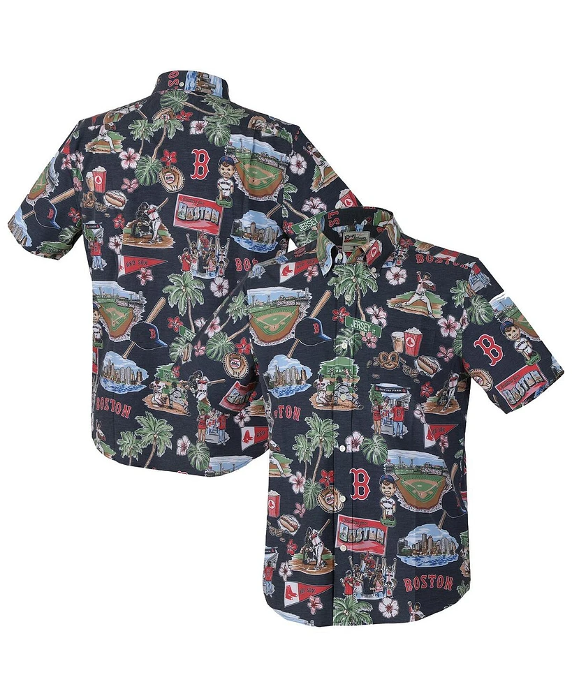 Reyn Spooner Men's Navy Boston Red Sox Scenic Tri-Blend Button-Down Shirt