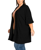 Coin 1804 Plus Spiral Wave Texture Dolman Cardigan Sweater
