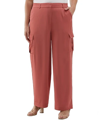 Ella Rafaella Plus Shine Wide Leg Cargo Pants