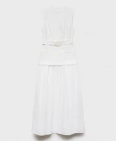 Mango Women's Belt Combined Woven Dress