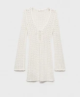Mango Women's Bow Detail Mini Crochet Dress
