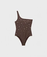 Mango Women's Metallic Details Asymmetrical Swimsuit