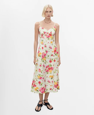 Mango Women's Floral Print Flared Dress