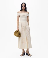 Mango Women's Embroidered Details Combined Dress