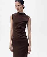 Mango Women's Perkins Collar Draped Dress