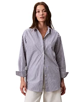 Calvin Klein Jeans Women's Striped Cotton Poplin Button-Down Shirt
