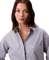 Calvin Klein Jeans Women's Striped Cotton Poplin Button-Down Shirt