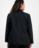 Kasper Plus Pinstriped Notched-Lapel Blazer