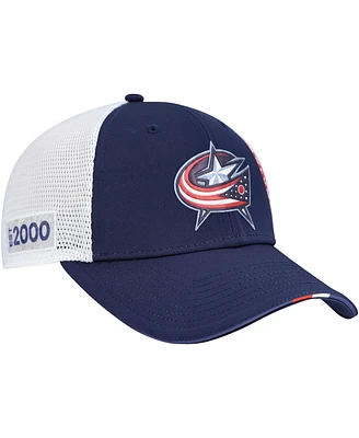 Fanatics Men's Navy Columbus Blue Jackets Authentic Pro Draft Adjustable Trucker Hat